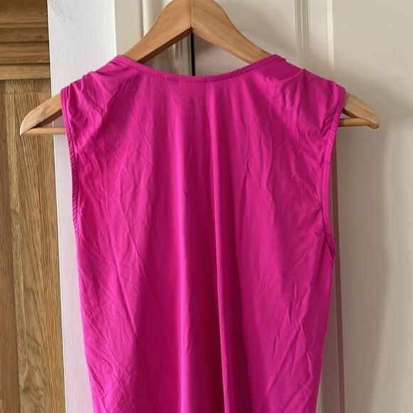 Carmen Marc Valvo small hot pink with gold hardware cowl swim cover up - Picture 8 of 8